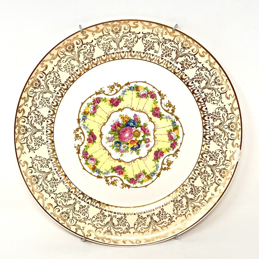 Candle Light American Limoges Warranted 22k Gold Royal Delight Brocade Vintage